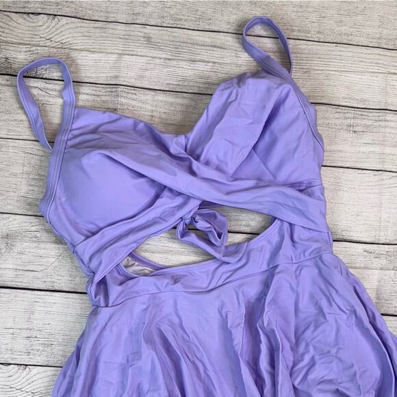 B2Prity NEW 1 Pc Swimsuit Swim Dress with Waist Cut-out - Cross Over Top Medium - Picture 8 of 8